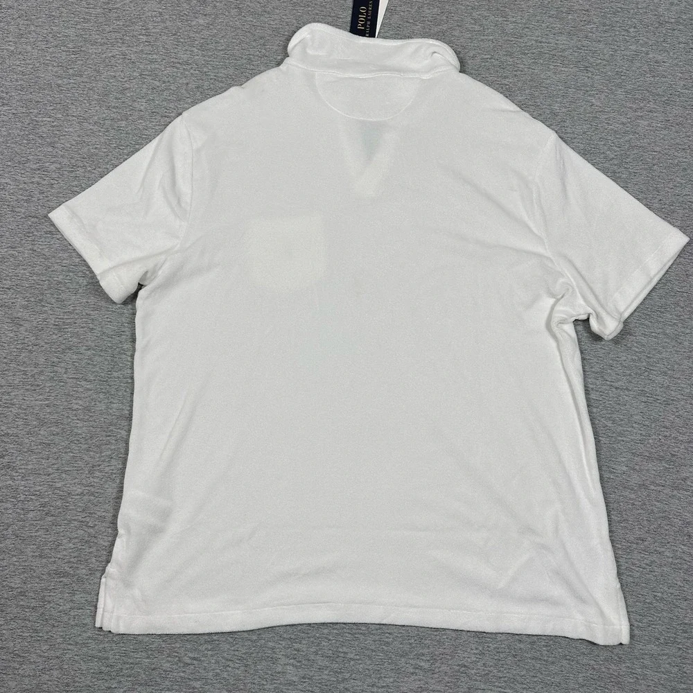 Polo Ralph Lauren Shirt Mens XXL White Terry Cloth Short Sleeve Preppy Outdoor